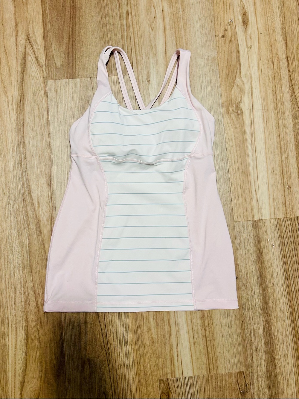 lululemon athletica Pink and White Striped Athletic Tank